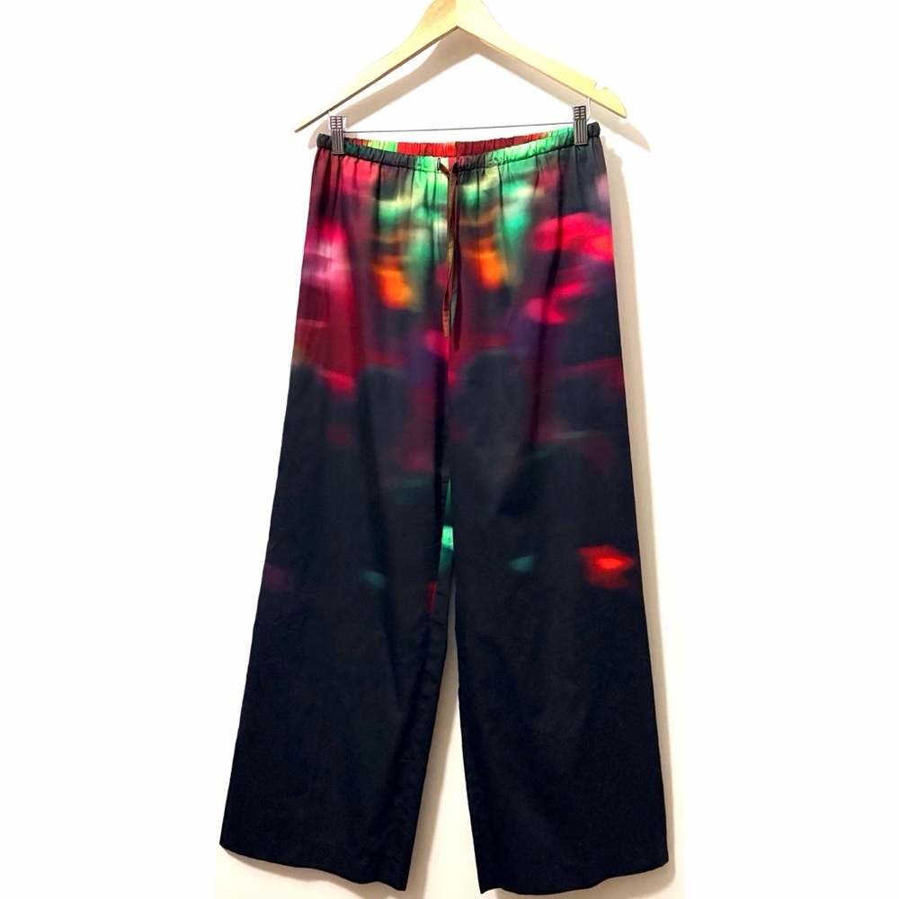 Dries Van Noten Wide Leg Pants Neon Light Print - Picture 3 of 14